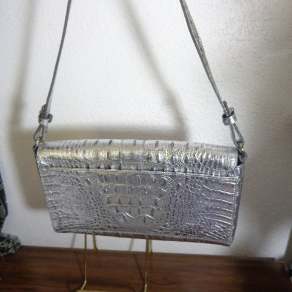 STUNNING Vintage Brahmin SILVER Melbourne Leather Shoulder Bag EXACT Clean LN - Picture 15 of 16